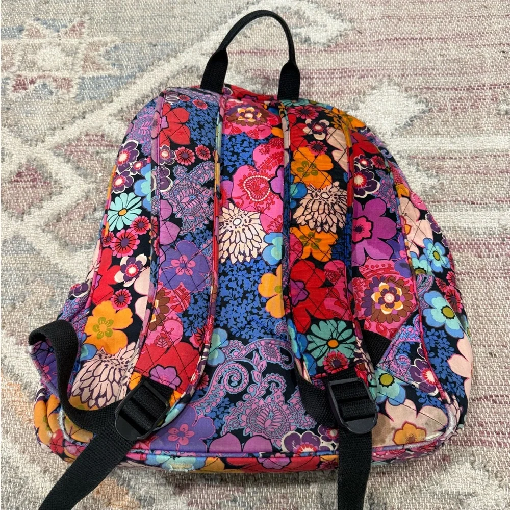 Vera Bradley Floral Quilted Backpack in Navy, Pink, Purple, Yellow, Blue